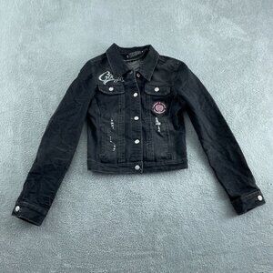 Coogi Black Denim Cropped Jacket With Embroidered Womens M 2502